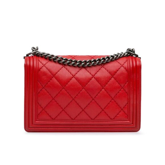 Pre Loved Chanel Medium Lambskin Double Stitch Boy Flap - Picture 3 of 8